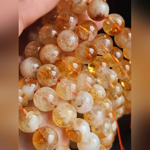 Genuine Citrine Crystal Stretch Beaded Bracelet - Picture 4 of 5